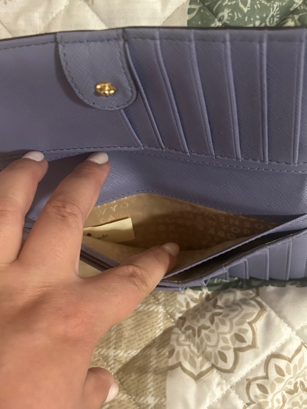 kate spade Lavender Saffiano Continental Wallet with Gold Plaque - Picture 5 of 7